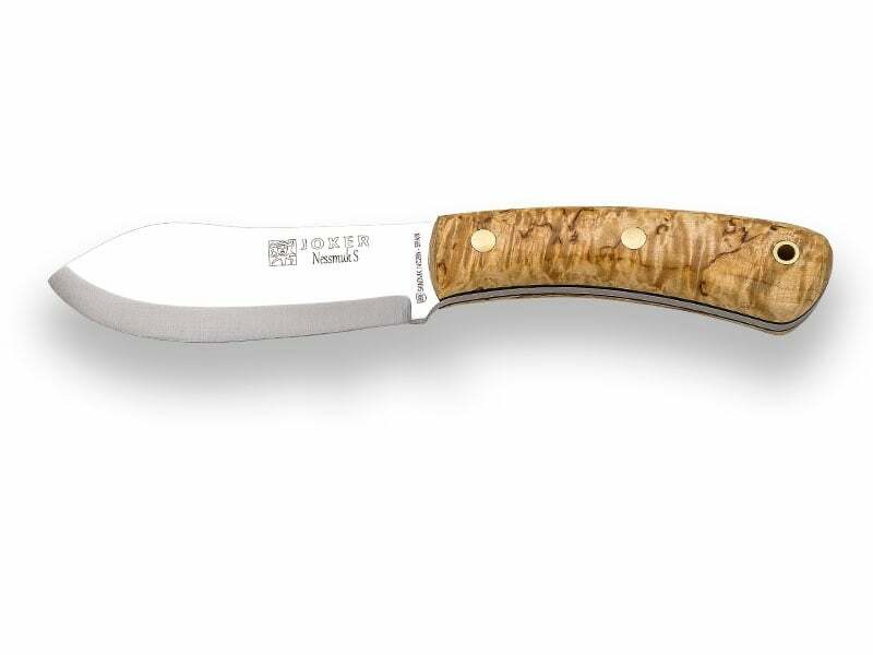 E-shop JOKER CL132 NESSMUK outdoorový nôž 11 cm, drevo kučeravej brezy, kožené puzdro