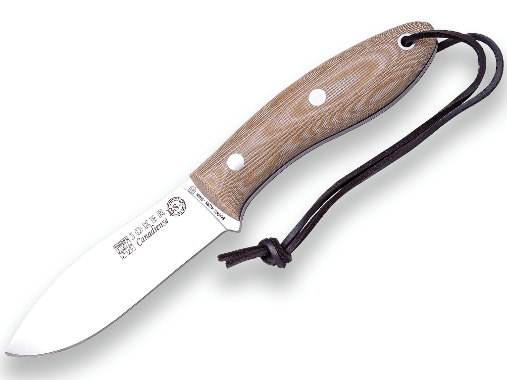 E-shop JOKER CM114-P CANADIENSE outdoorvý nôž 10,5 cm, hnedá, Micarta, kožené puzdro, kresadlo
