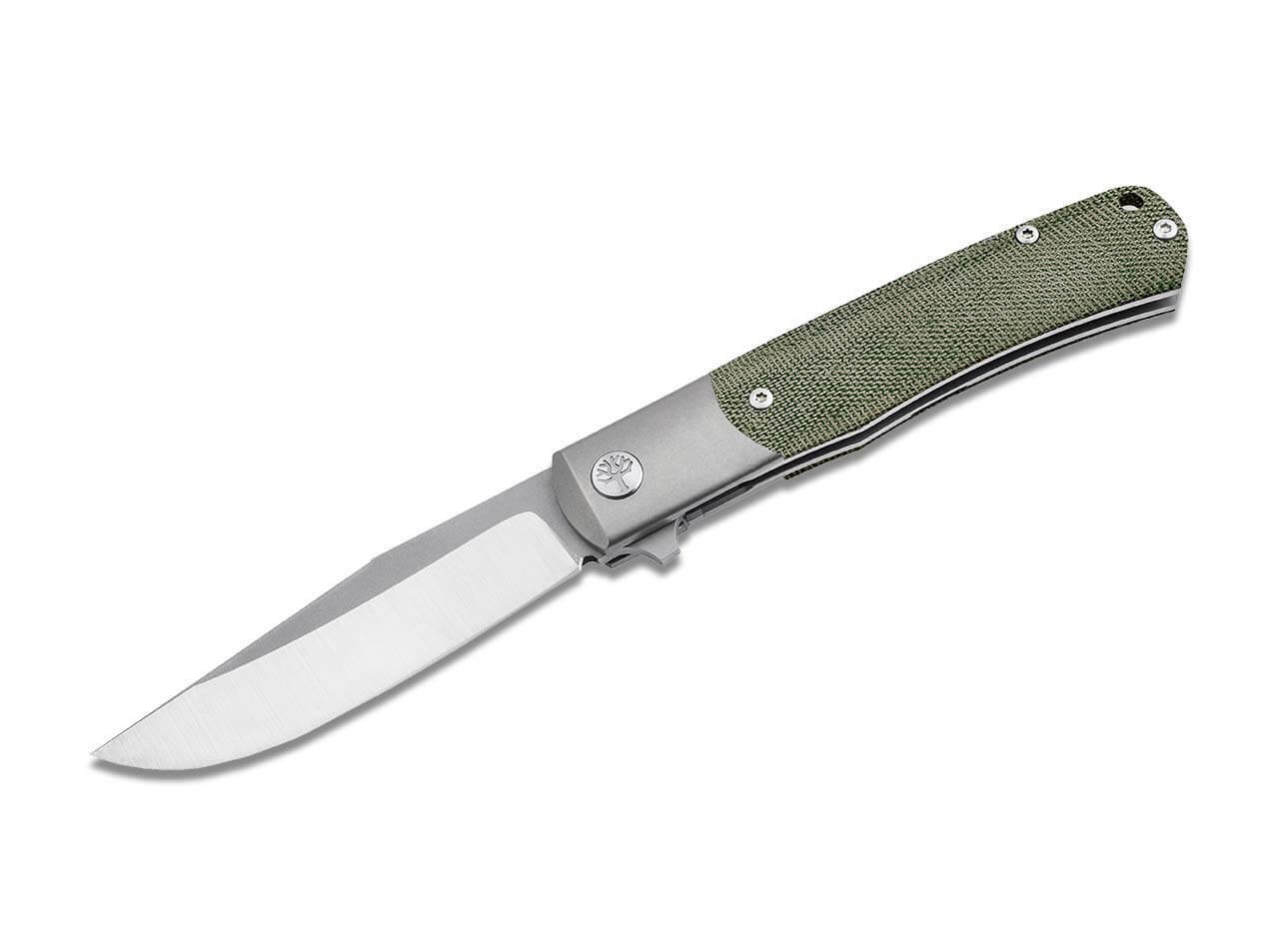 E-shop Böker Manufaktur Solingen 112943 TRPPR Micarta vreckový nôž 8,2cm, zelená, titán, Micarta, puzdro