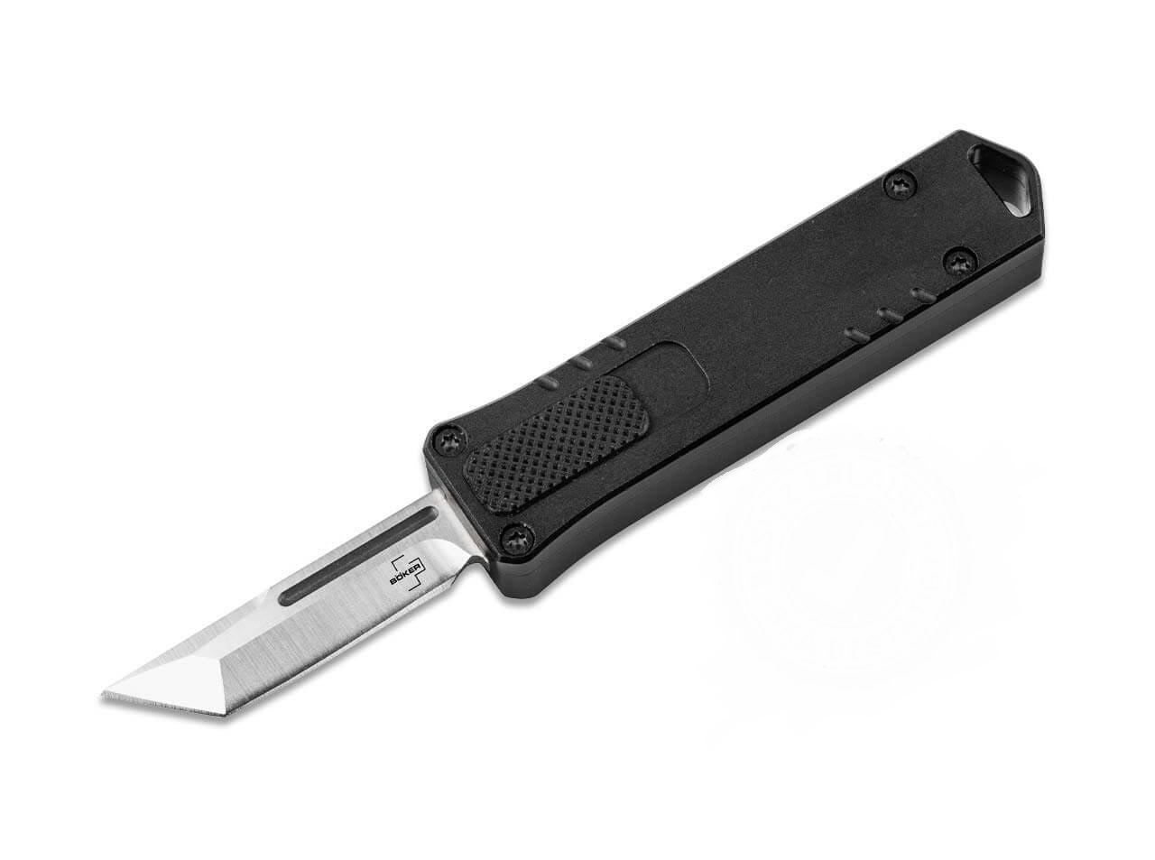 E-shop Böker Plus 01BO972 Micro USB OTF Tanto automatický nôž 4 cm, hliník, čierna, dizajn USB
