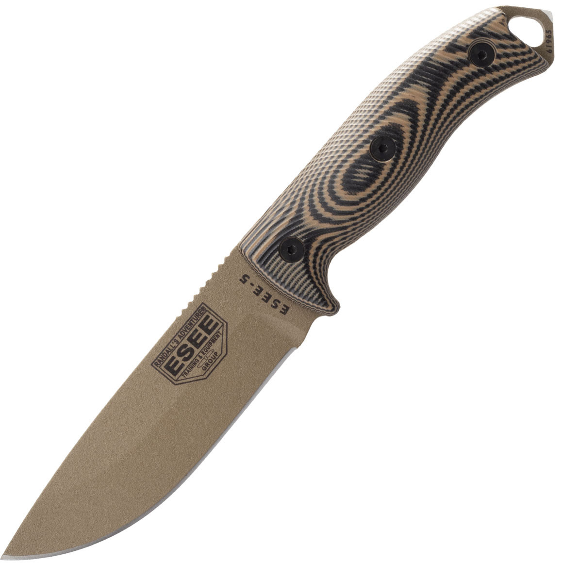 E-shop ESEE 5PDE-005 MODEL 5 nôž na prežitie 13,2 cm, hnedá Dark Earth, čierno-hnedá, G10, puzdro Kydex