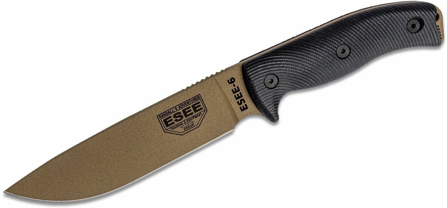 E-shop ESEE 6PDE-001 Model 6 pevný nôž 16,5 cm, tmavohnedá, čierna, G10, čierne plastové puzdro