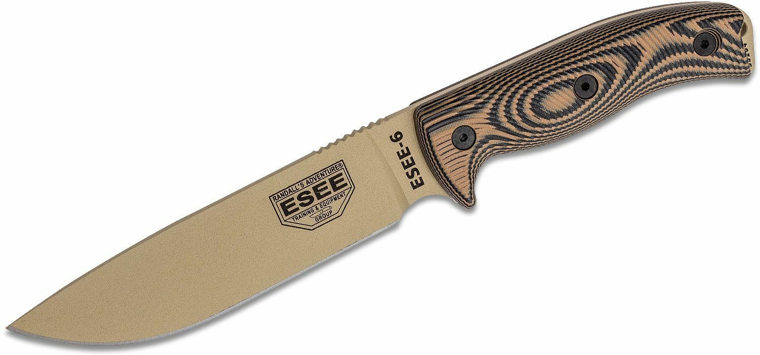 E-shop ESEE 6PDT-005 Model 6 nôž na prežitie 16,5 cm, Desert Tan, čierno-hnedá, G10, puzdro Kydex