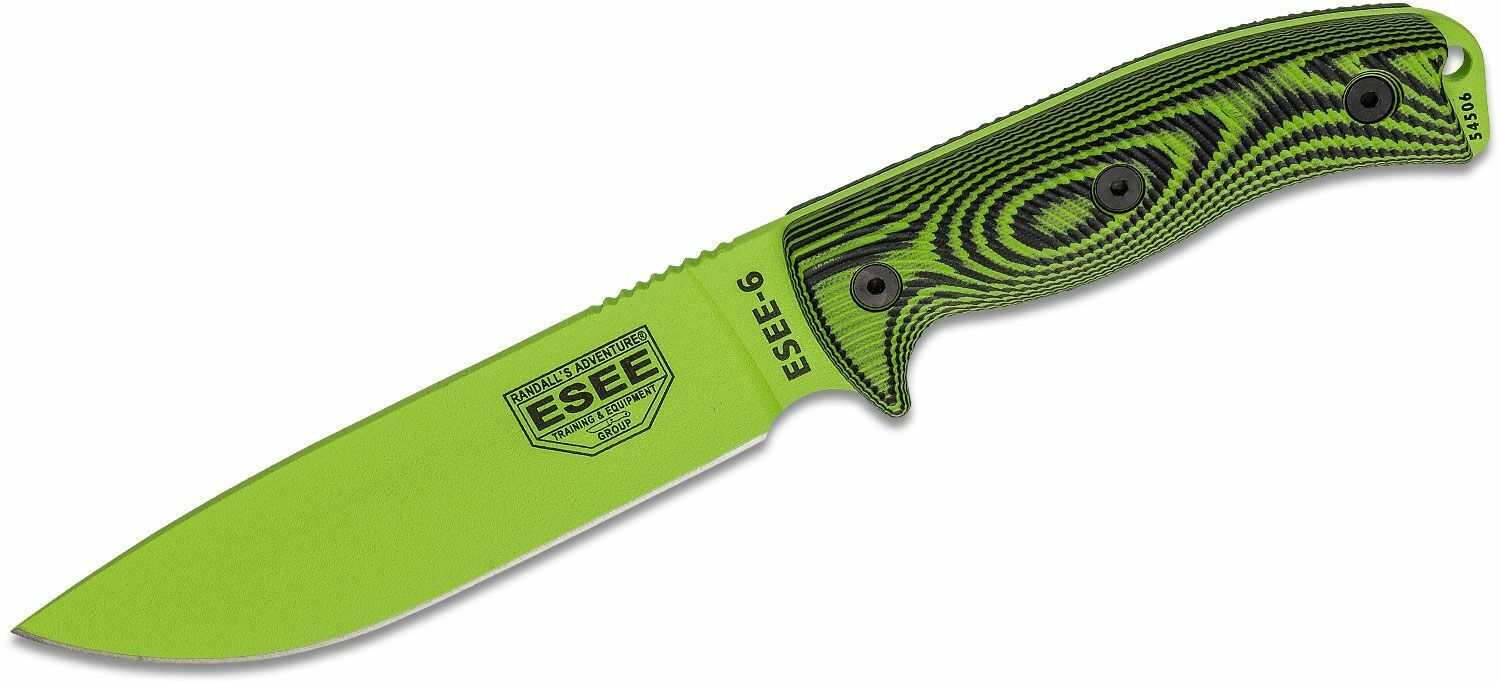 E-shop ESEE 6PVG-007 MODEL 6 VENOM nôž na prežitie 16,5 cm, neónová čierno-zelená, G10, puzdro