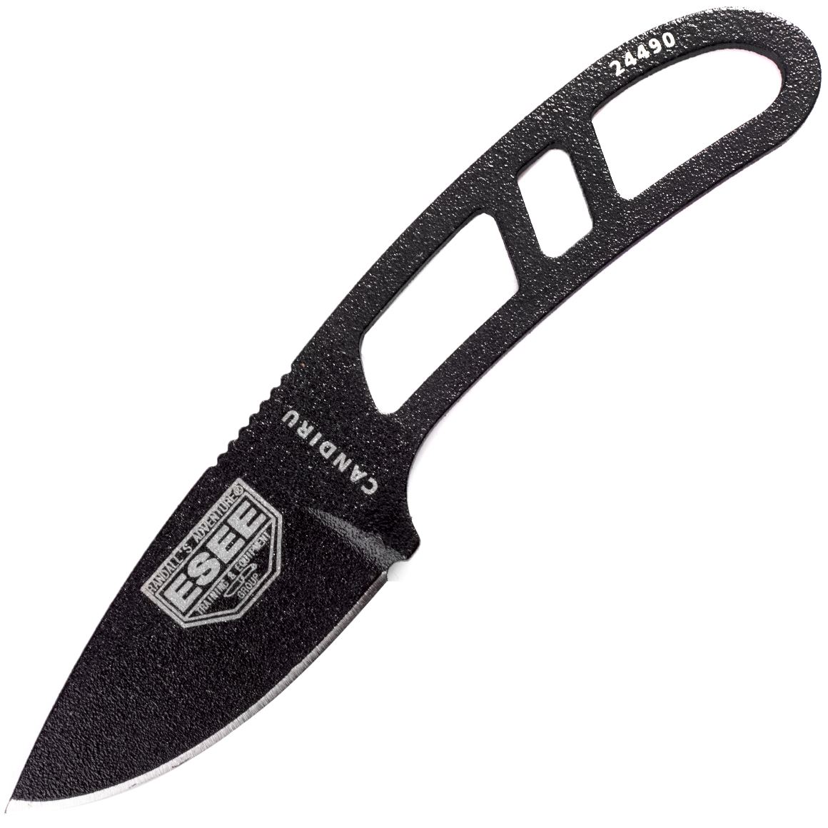 E-shop ESEE CAN-B-E Black Candiru nôž na krk 5,1 cm, celočierna, uhlíková oceľ, plastové puzdro