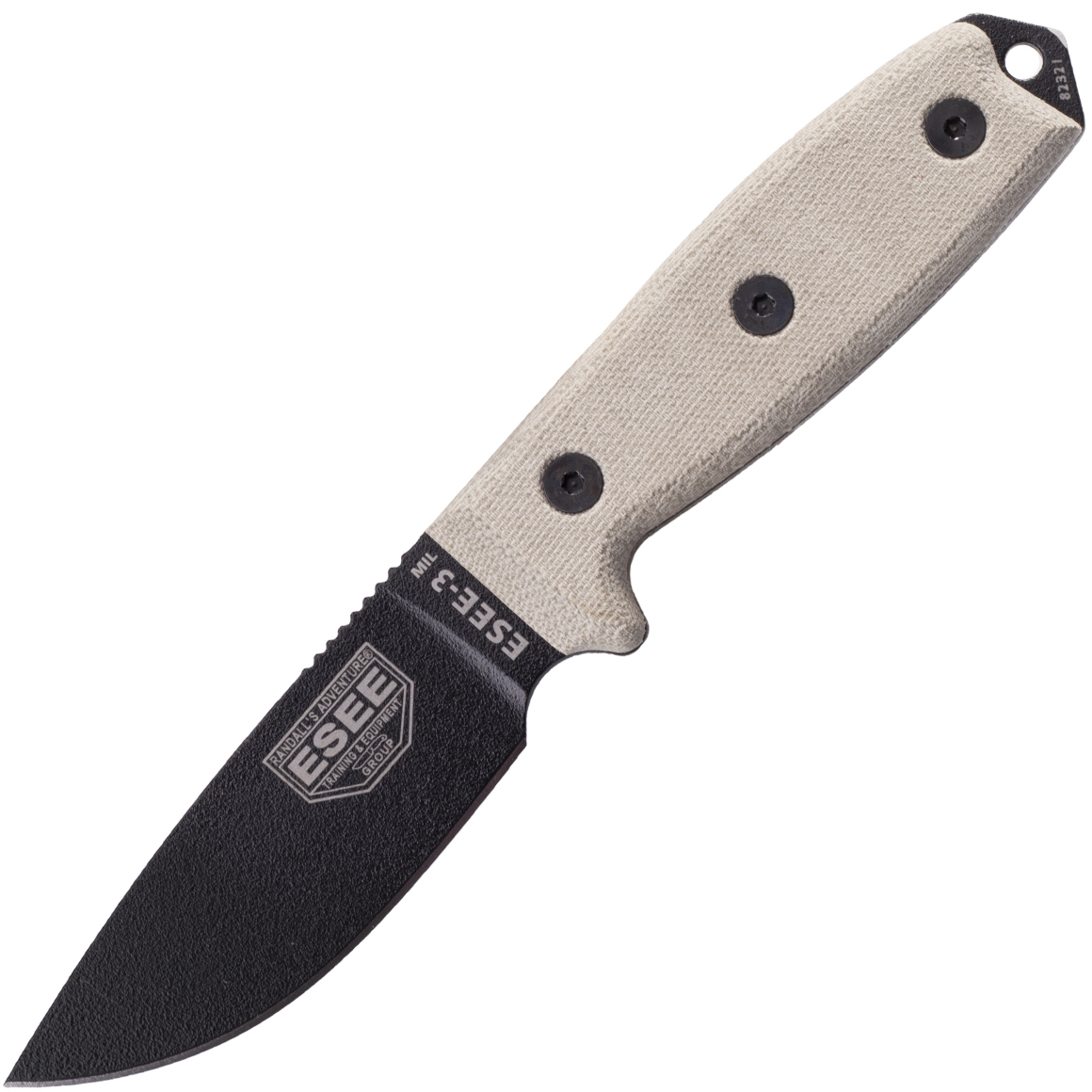 E-shop ESEE ESEE-3MIL-P Model 3 všestranný nôž 9,8 cm, čierna, hnedá Tan, Micarta, plastové puzdro