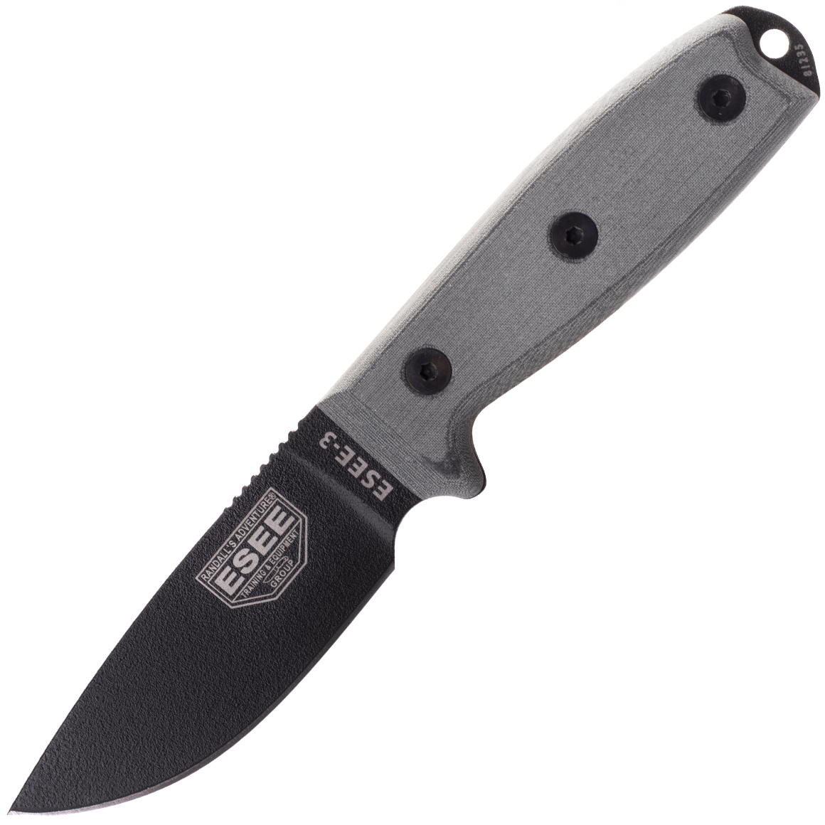 E-shop ESEE ESEE-3PM-B Model 3 všestranný nôž 9,8 cm, čierna, šedá, Micarta, čierne Zytel puzdro