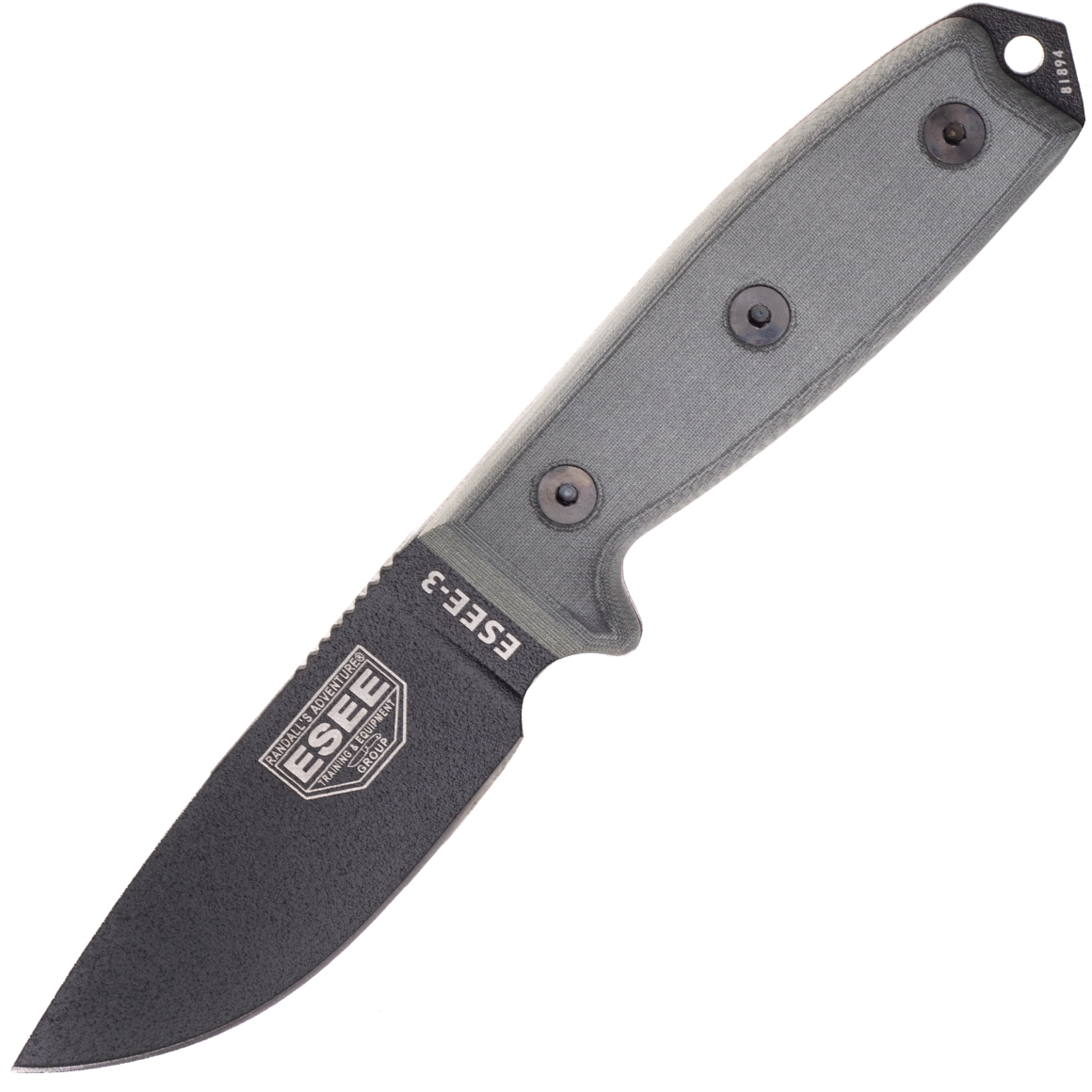 E-shop ESEE ESEE-3P-MB-B Model 3 všestranný nôž 9,8 cm, čierna, šedá, Micarta, čierne plastové puzdro