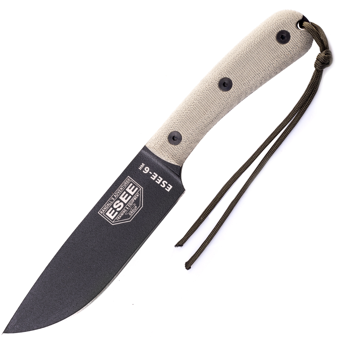 E-shop ESEE ESEE-6HM-B outdoorový nôž 15,2 cm, čierna, zelená, Micarta, kožené puzdro