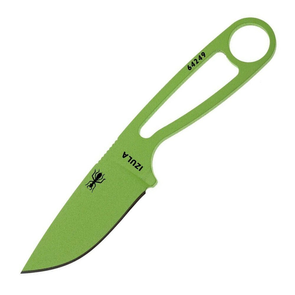 E-shop ESEE IZULA-VG nôž na krk 7,3 cm, zelená, uhlíková oceľ, čierne plastové puzdro s pripnutím