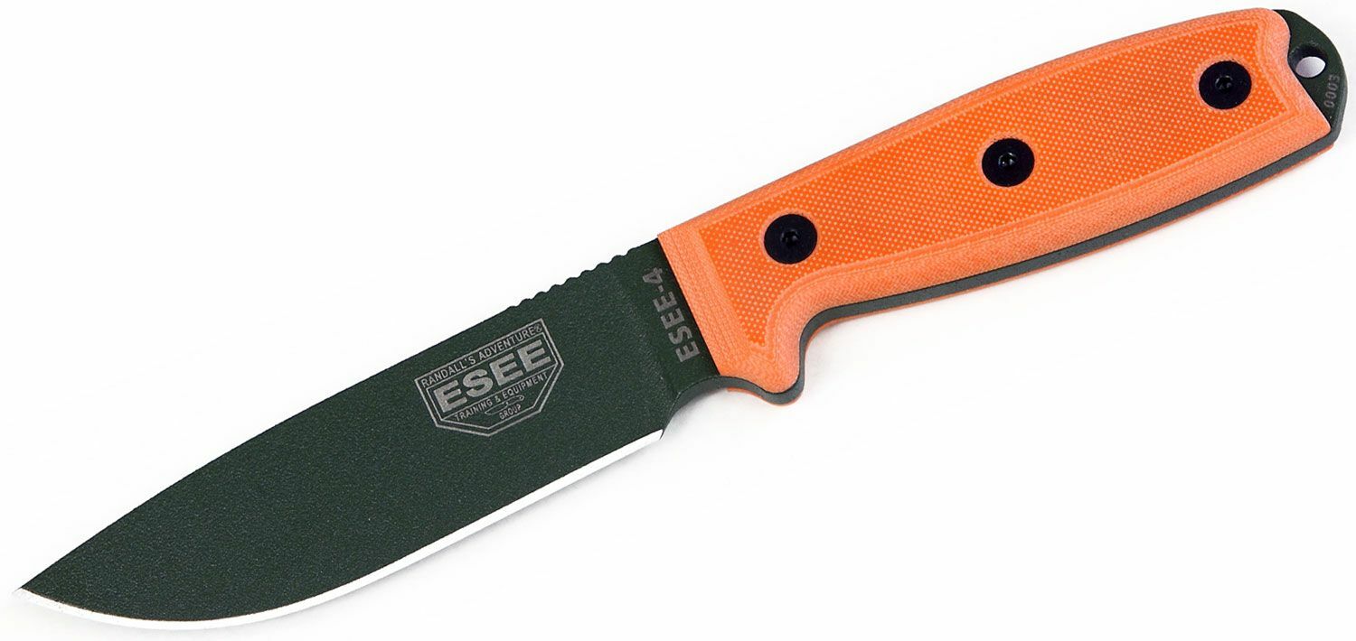 E-shop ESEE ESEE-4P-OD univerzálny nôž 11,4cm, čierna, oranžová, G10, pripínacie čierne plastové puzdro