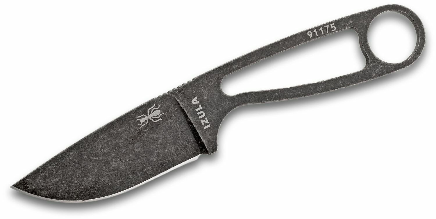 E-shop ESEE IZULA-B-BO nôž na krk 7,3 cm, uhlíková oceľ, Stonewash, čierne plastové puzdro, pripnutie