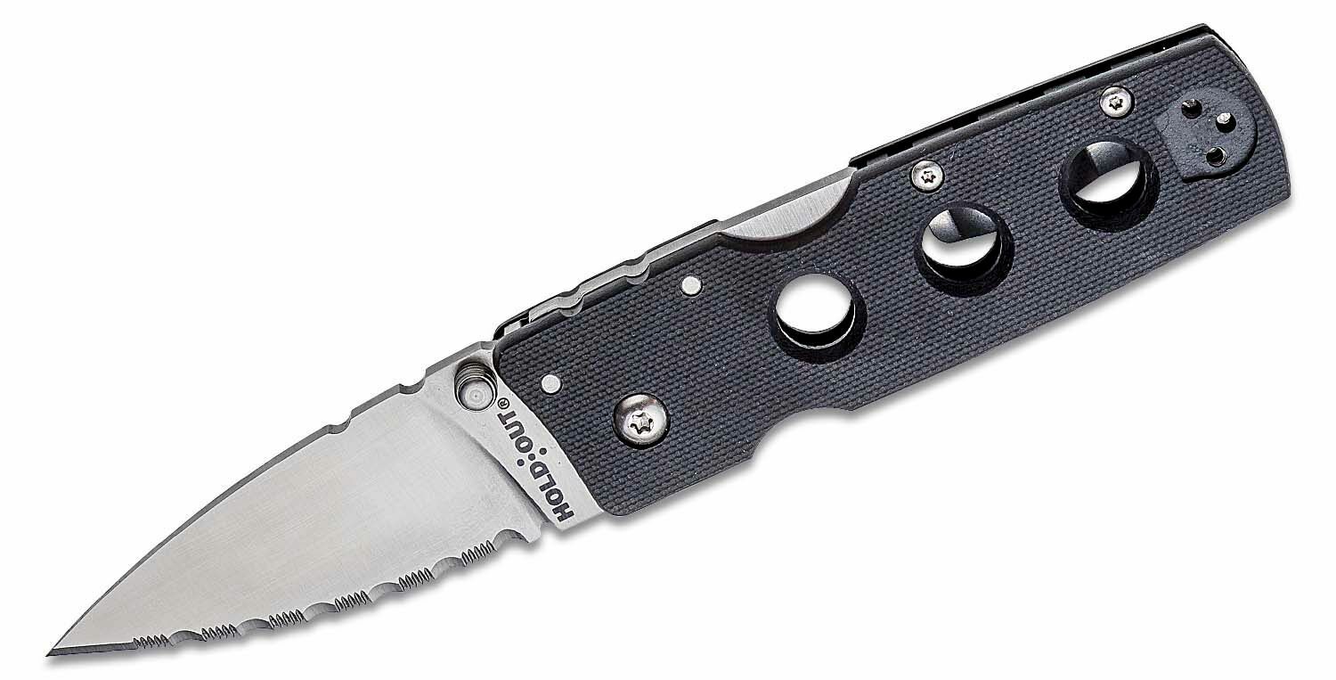 E-shop Cold Steel 11G3S Hold Out Serrated vreckový nôž 7,6 cm, čierna, G10