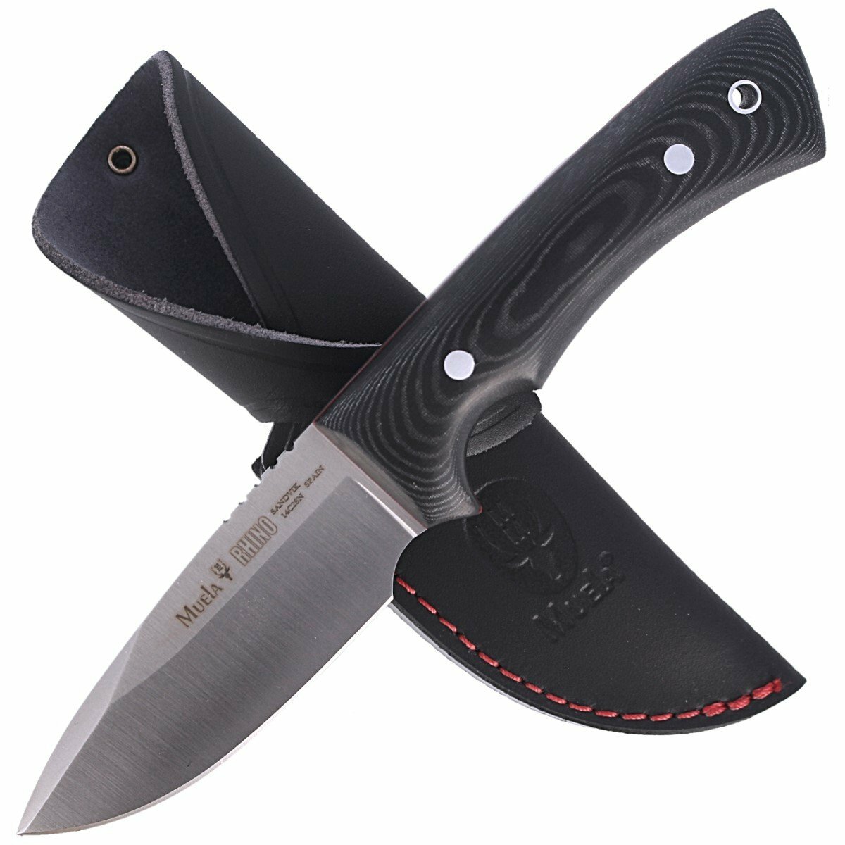 E-shop Muela Rhino 9M univerzálny nôž 9 cm, čierna, Micarta, kožené puzdro