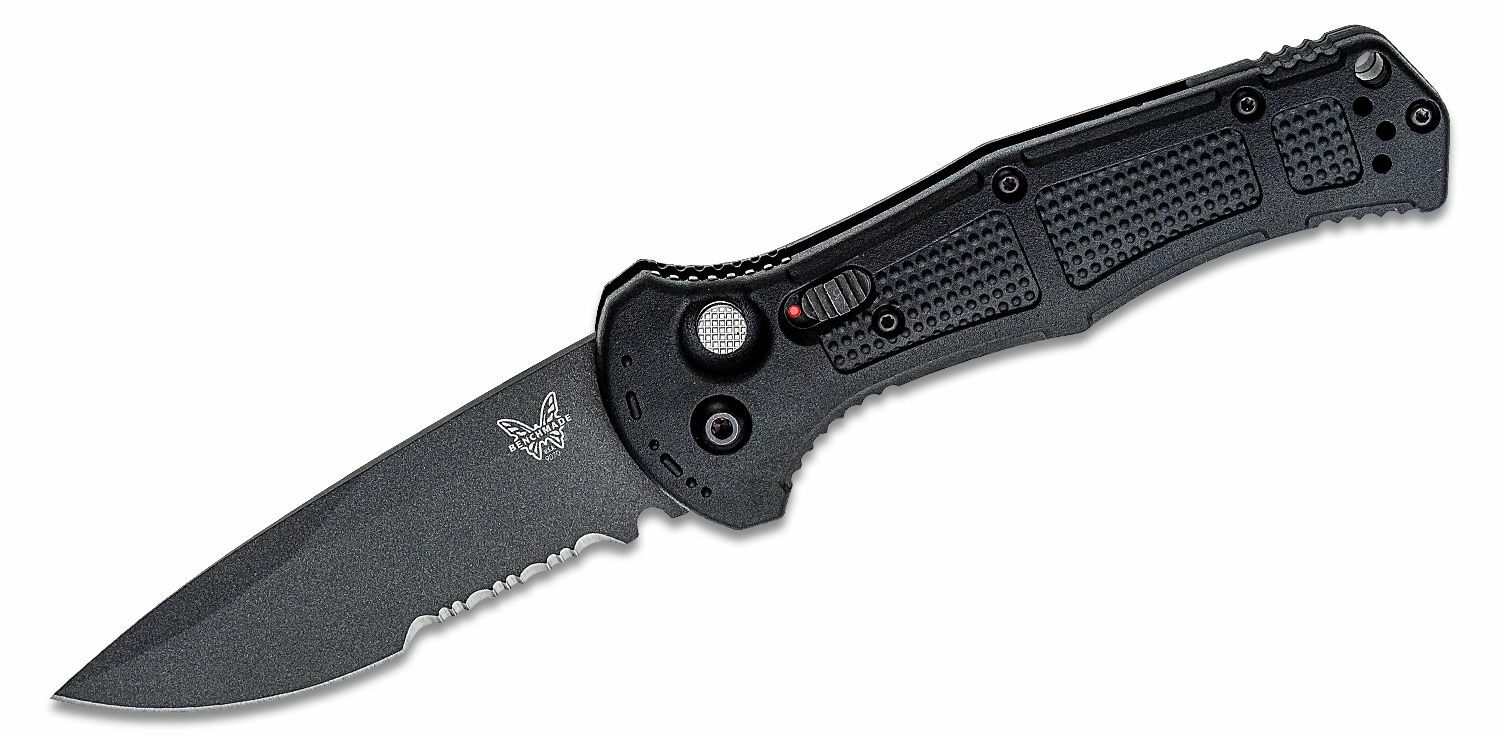 Benchmade 9070SBK Claymore Serrated automatický taktický nôž 9 cm, celočierny, Grivory