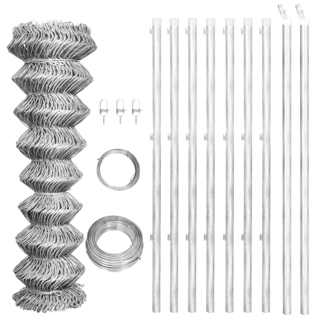 Multidom Drôtené pletivo+stĺpiky, pozinkovaná oceľ 15x1 m, strieborné