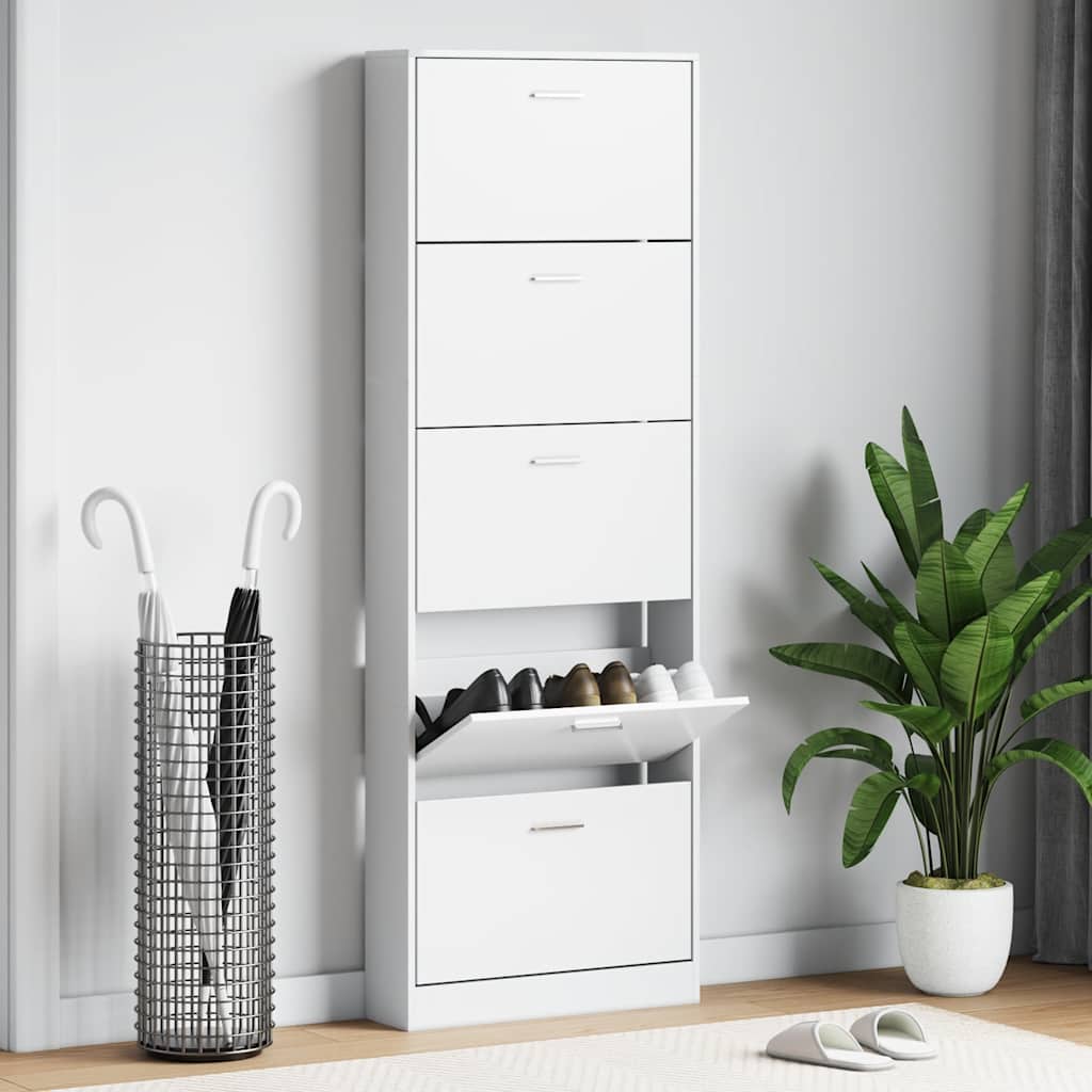 E-shop Multidom Biely drevený botník s 5 priehradkami