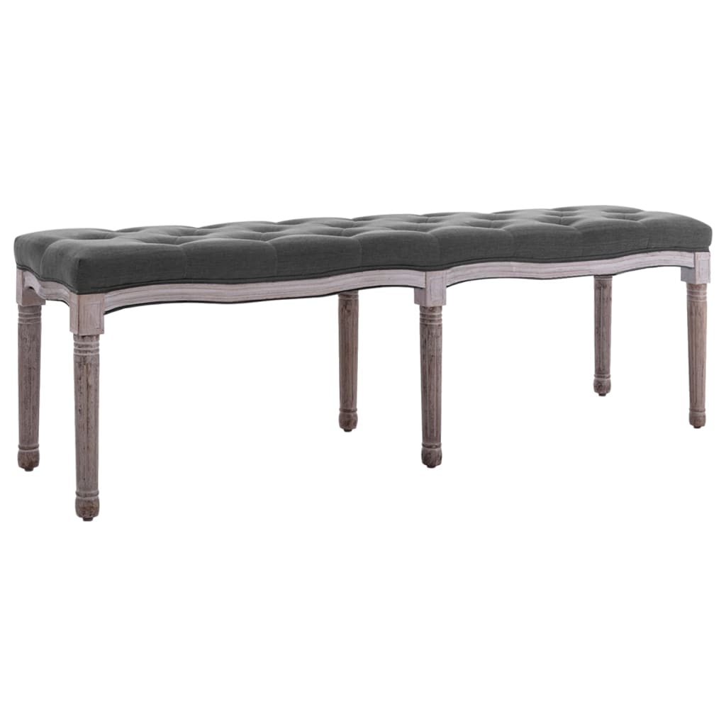 E-shop Multidom Lavica, ľan a drevený masív 150x40x48 cm, tmavosivá