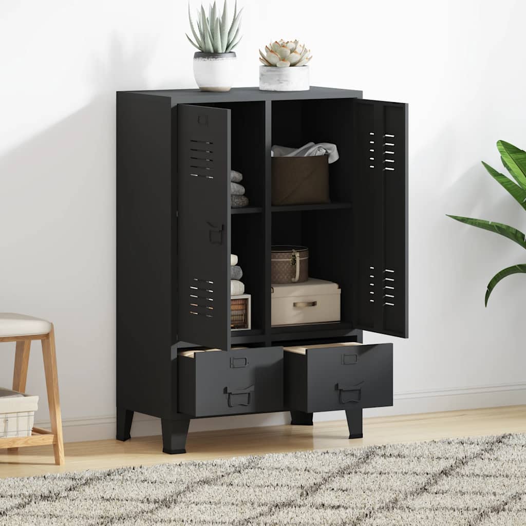 E-shop Multidom Šatník, kov, industriálny štýl 67x35x107 cm, čierny