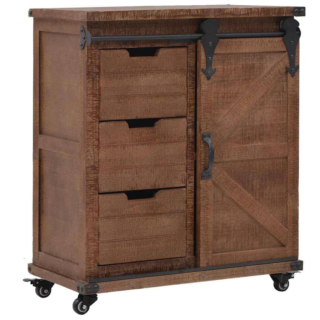 E-shop Multidom Úložná skrinka z masívneho jedľového dreva 64x33,5x75 cm hnedá
