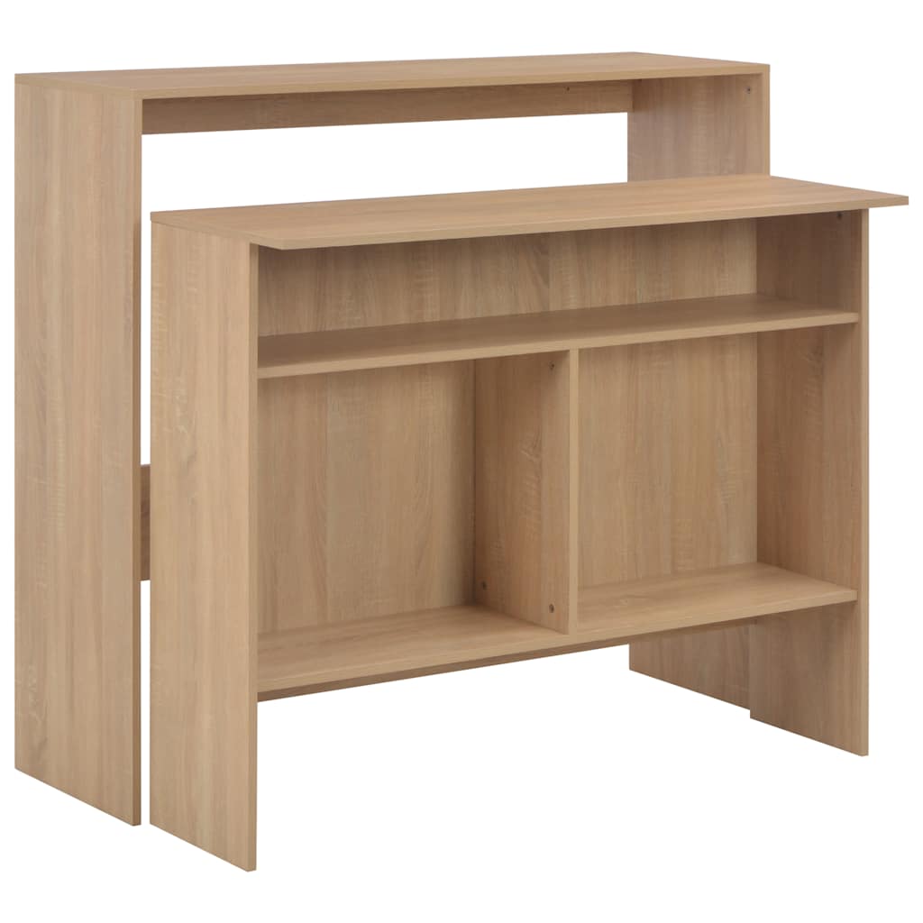 E-shop Multidom Barový stôl s 2 vrchnými doskami dubová farba 130x40x120 cm