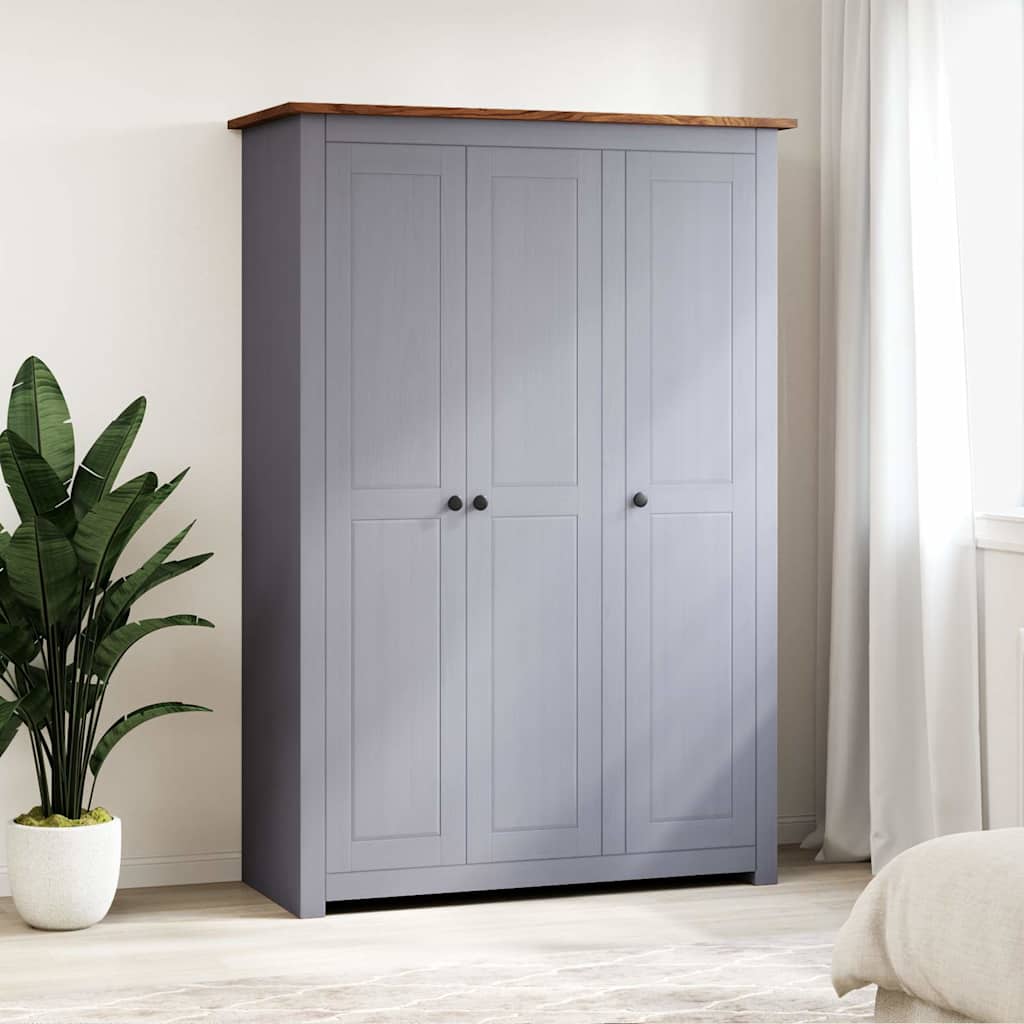 E-shop Multidom 3-dverový šatník sivý 118x50x171,5 cm borovicové drevo Panama Range