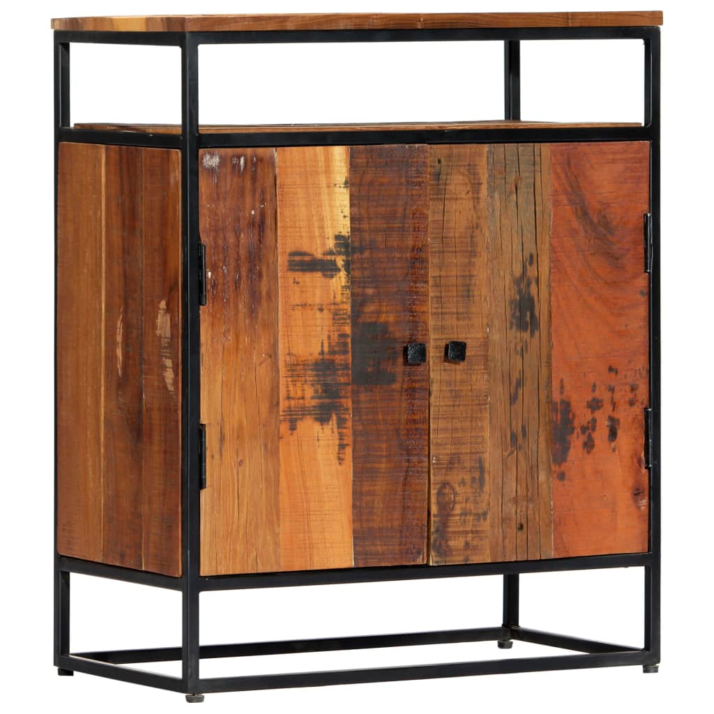 E-shop Multidom Príručná skrinka 60x35x76 cm, recyklovaný masív a oceľ