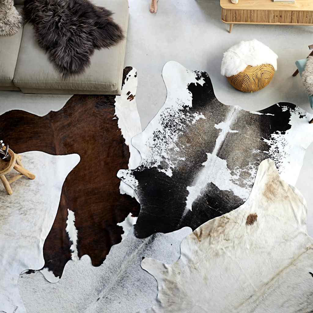 E-shop Multidom Koberec pravá hovädzia koža čierny a biely 150x170 cm