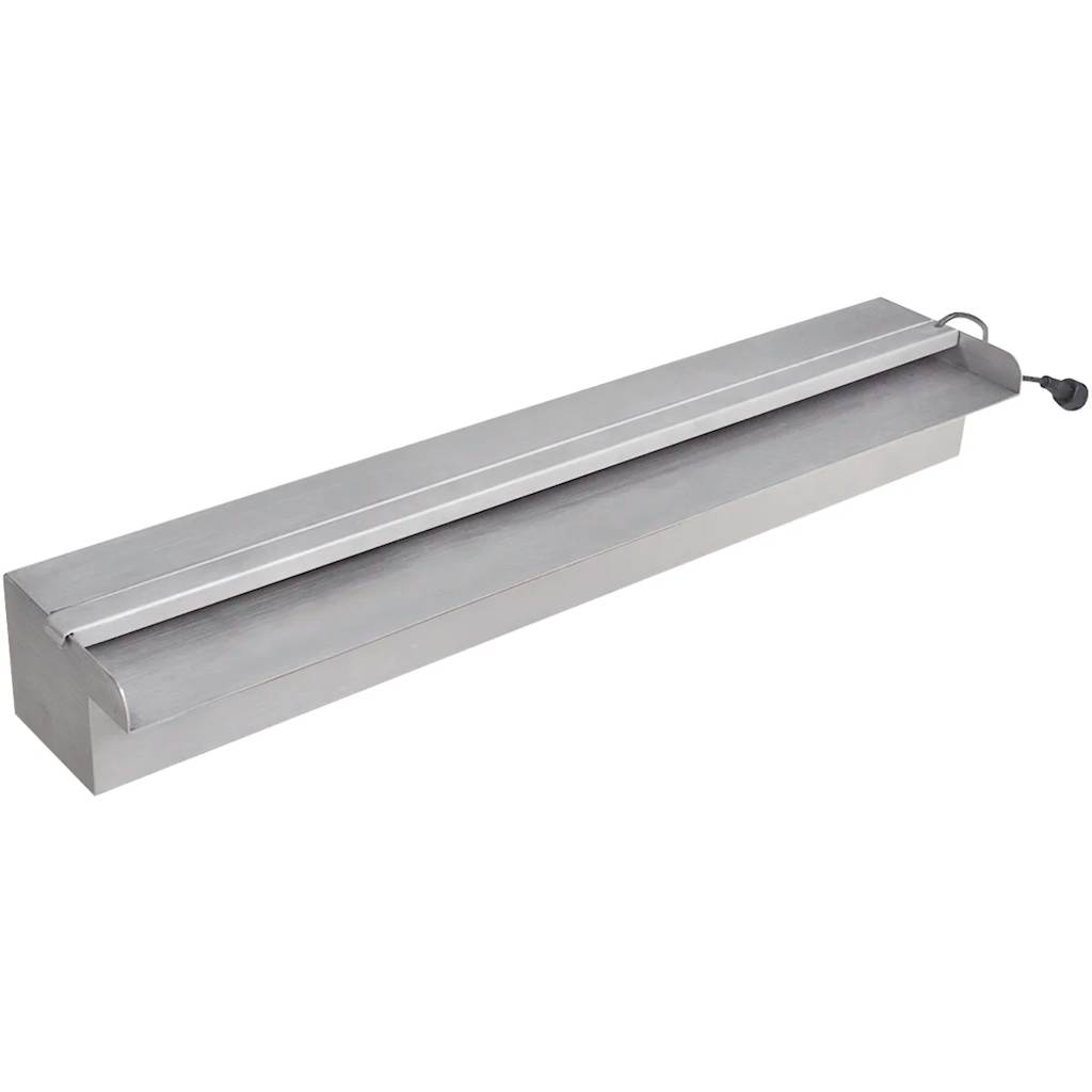 E-shop Multidom Obdĺžniková bazénová fontána/vodopád s LED, nehrdzavejúca oceľ 60 cm