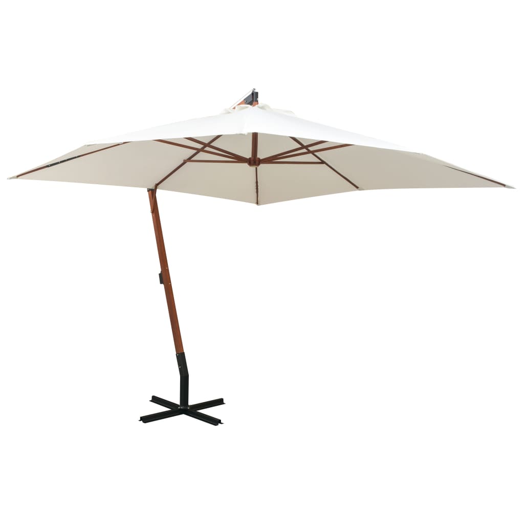 E-shop Multidom Visiaci biely slnečník, 300x300 cm, drevená tyč