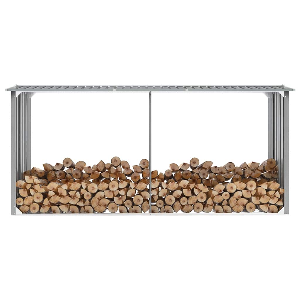 E-shop Multidom Záhradná kôlňa na drevo galvanizovaná oceľ 330x92x153 cm sivá