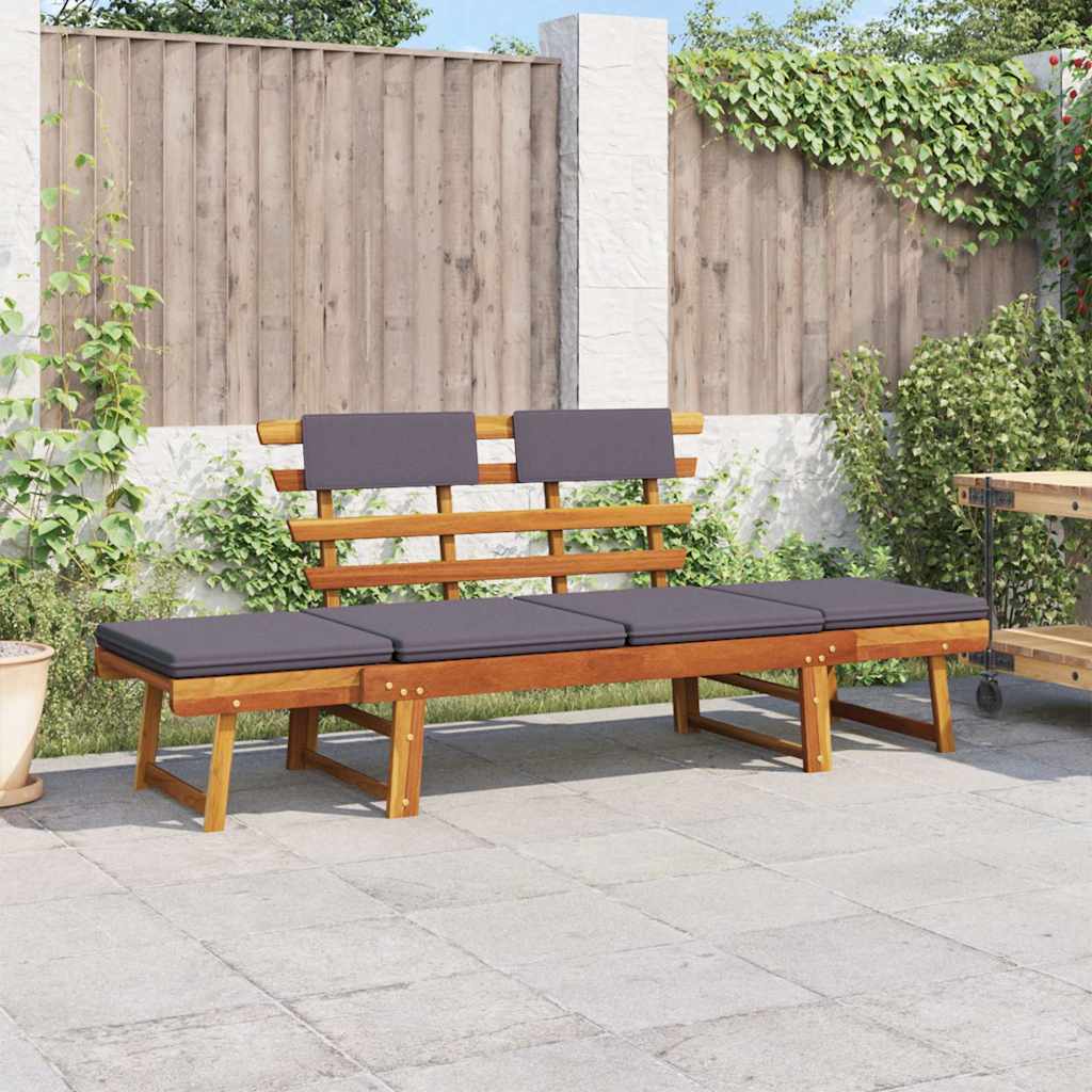 E-shop Multidom Záhradné ležadlo s podložkami 2-v-1 190 cm, akáciový masív