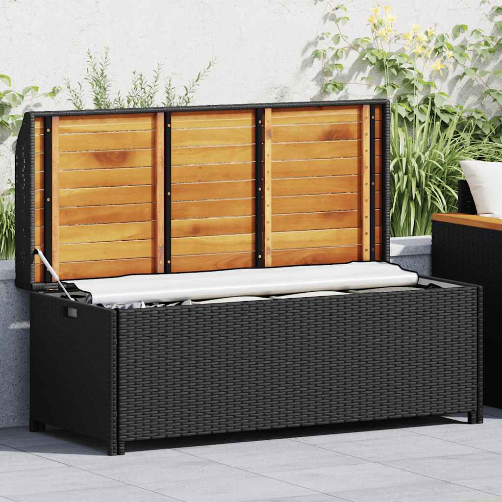 E-shop Multidom Záhradná úložná lavica 120 cm, polyratan, čierna