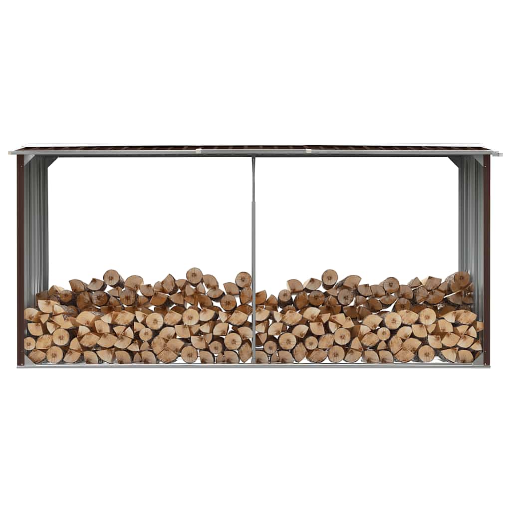 E-shop Multidom Záhradná kôlňa na drevo hnedá 330x92x153 cm galvanizovaná oceľ