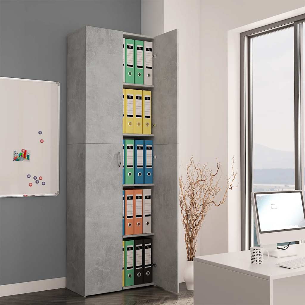 E-shop Multidom Kancelárska skrinka, betónovo sivá 60x32x190cm kompozitné drevo