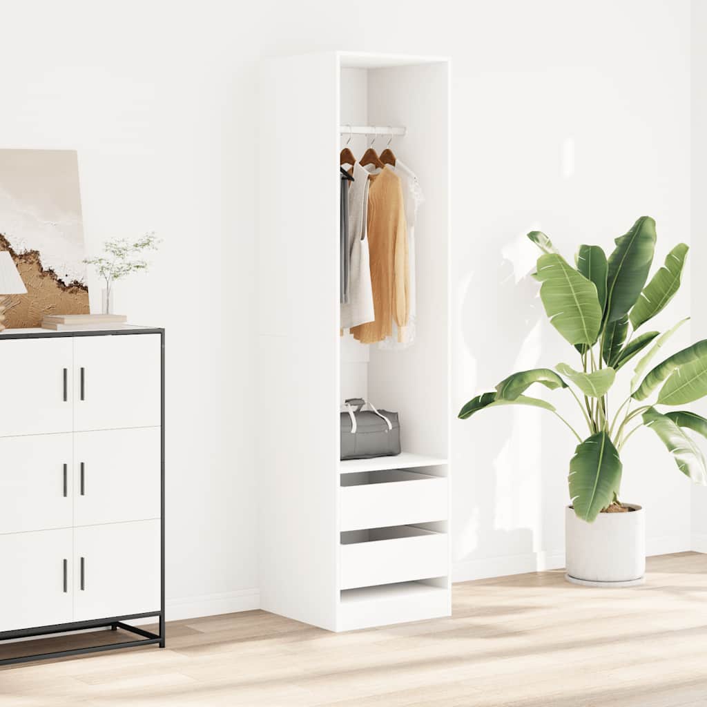 E-shop Multidom Šatník so zásuvkami, biely 50x50x200 cm, kompozitné drevo