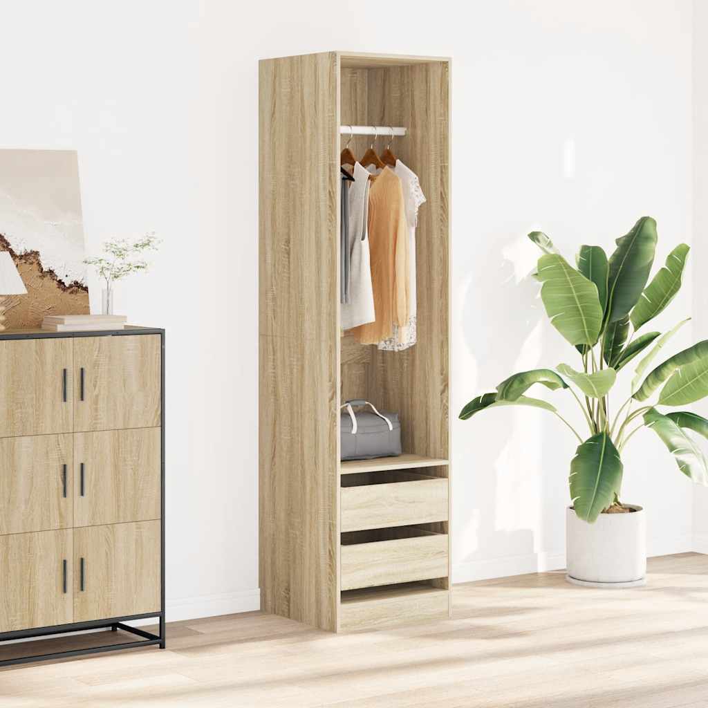 E-shop Multidom Šatník so zásuvkami, dub sonoma 50x50x200 cm, kompozitné drevo