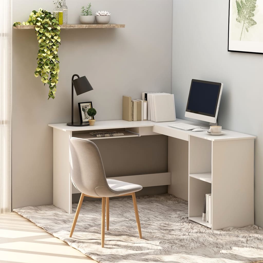 E-shop Multidom Rohový stôl v tvare L, biely 120x140x75 cm, kompozitné drevo
