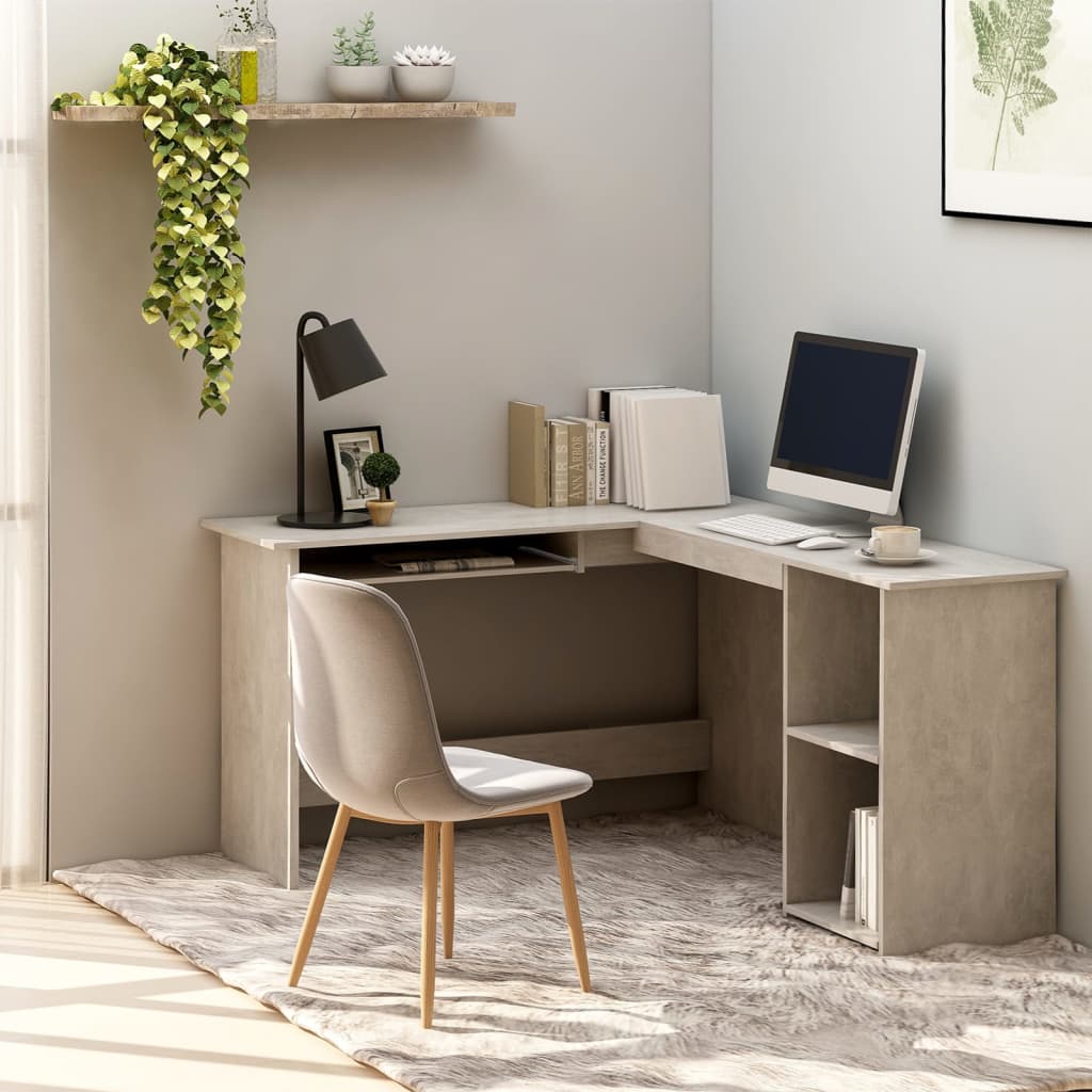 E-shop Multidom Rohový stôl v tvare L, betónový 120x140x75 cm, kompozitné drevo
