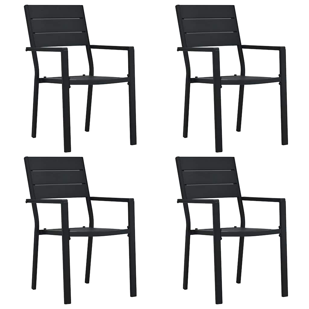 E-shop Multidom Záhradné stoličky 4 ks čierne HDPE drevený vzhľad