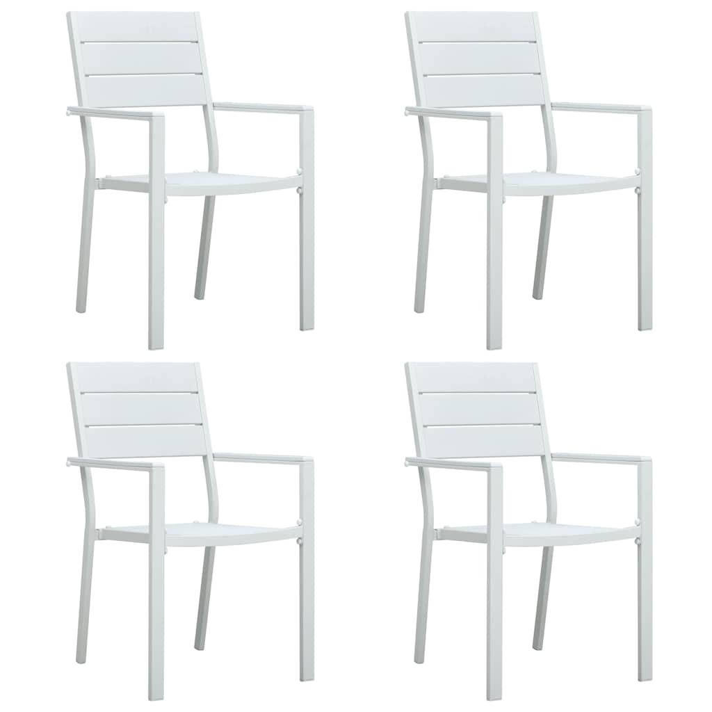 E-shop Multidom Záhradné stoličky 4 ks, biele, HDPE, drevený vzhľad