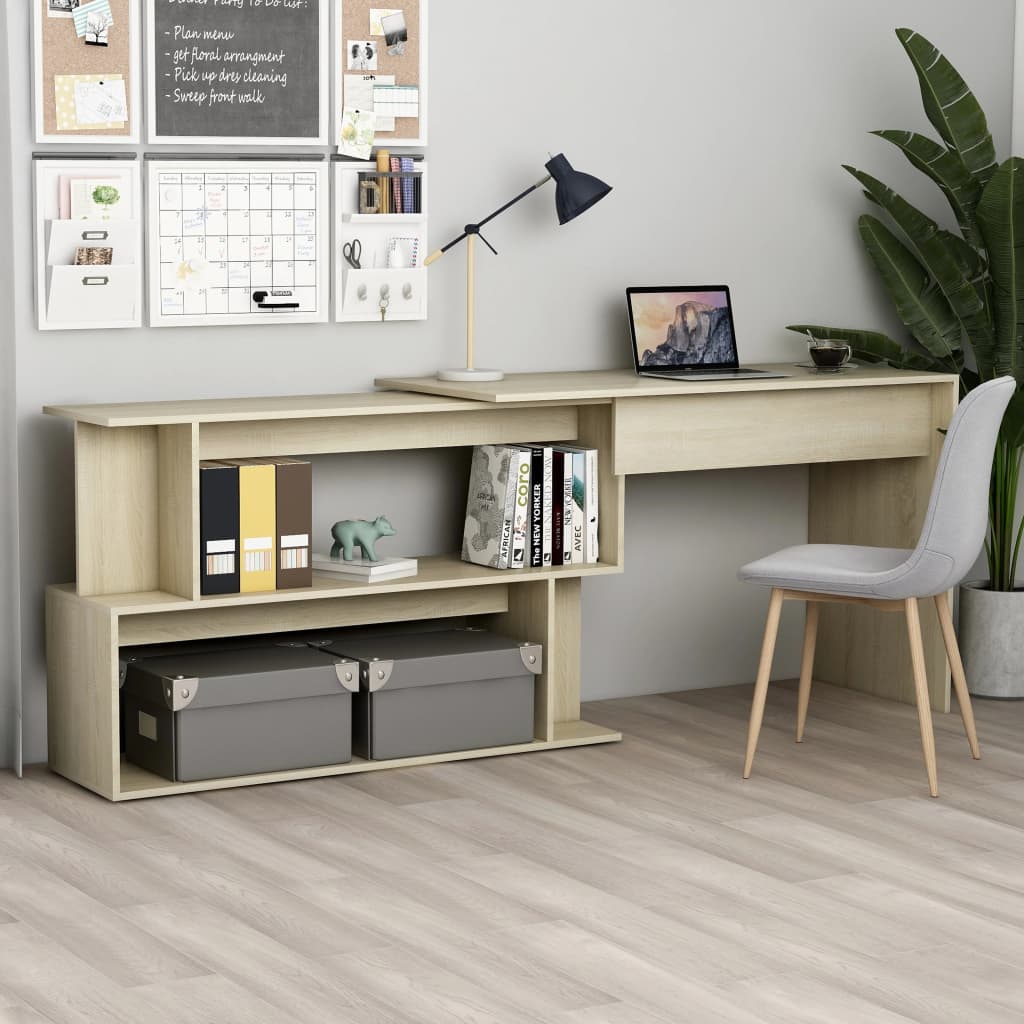 E-shop Multidom Rohový stôl, dub sonoma200x50x76 cm, kompozitné drevo