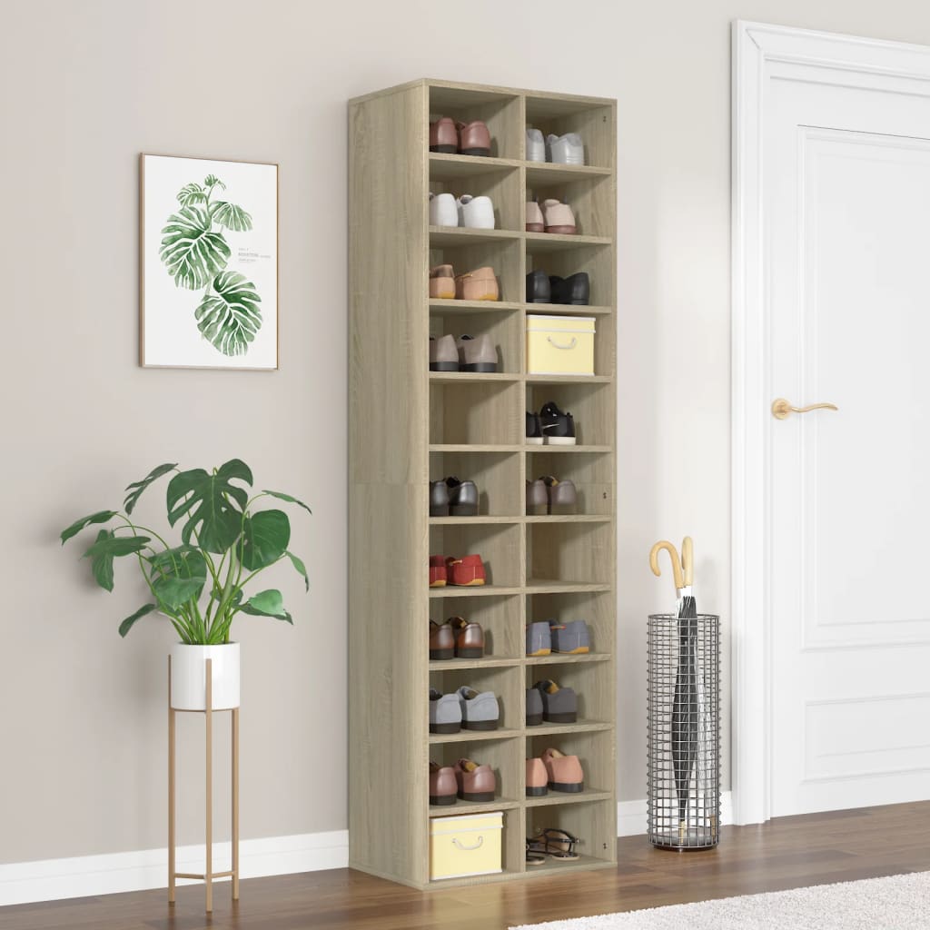 E-shop Multidom Skrinka na topánky, dub sonoma 54x34x183 cm, kompozitné drevo