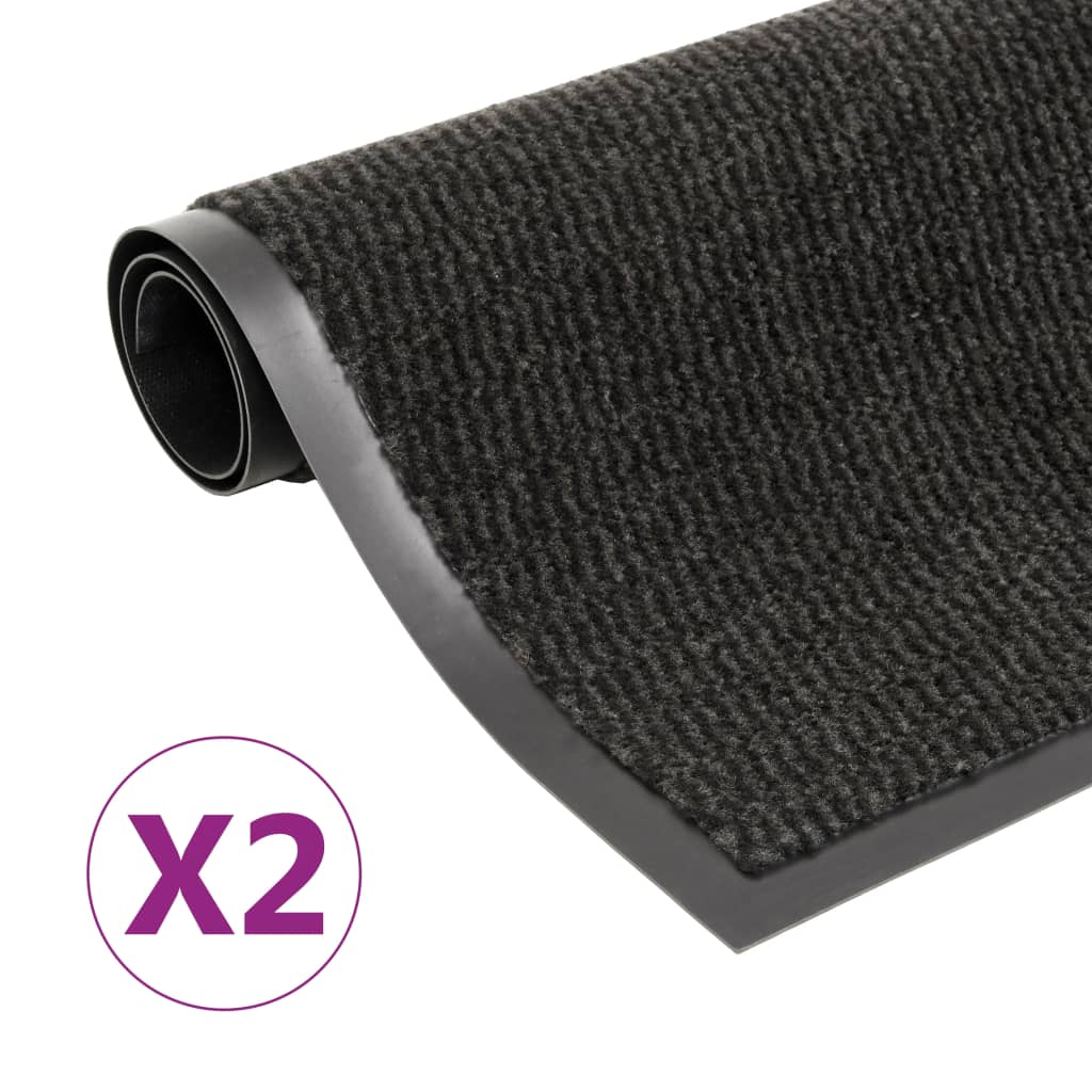 E-shop Multidom Rohožky pred dvere 2 ks čierne 120x180 cm obdĺžnikové všívané