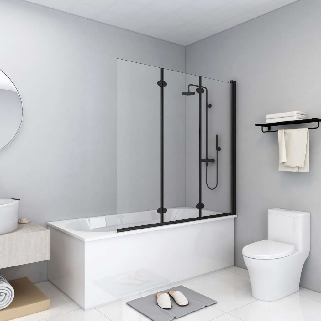 Multidom Skladací sprchový kút 3 panely 130x138 cm ESG čierny