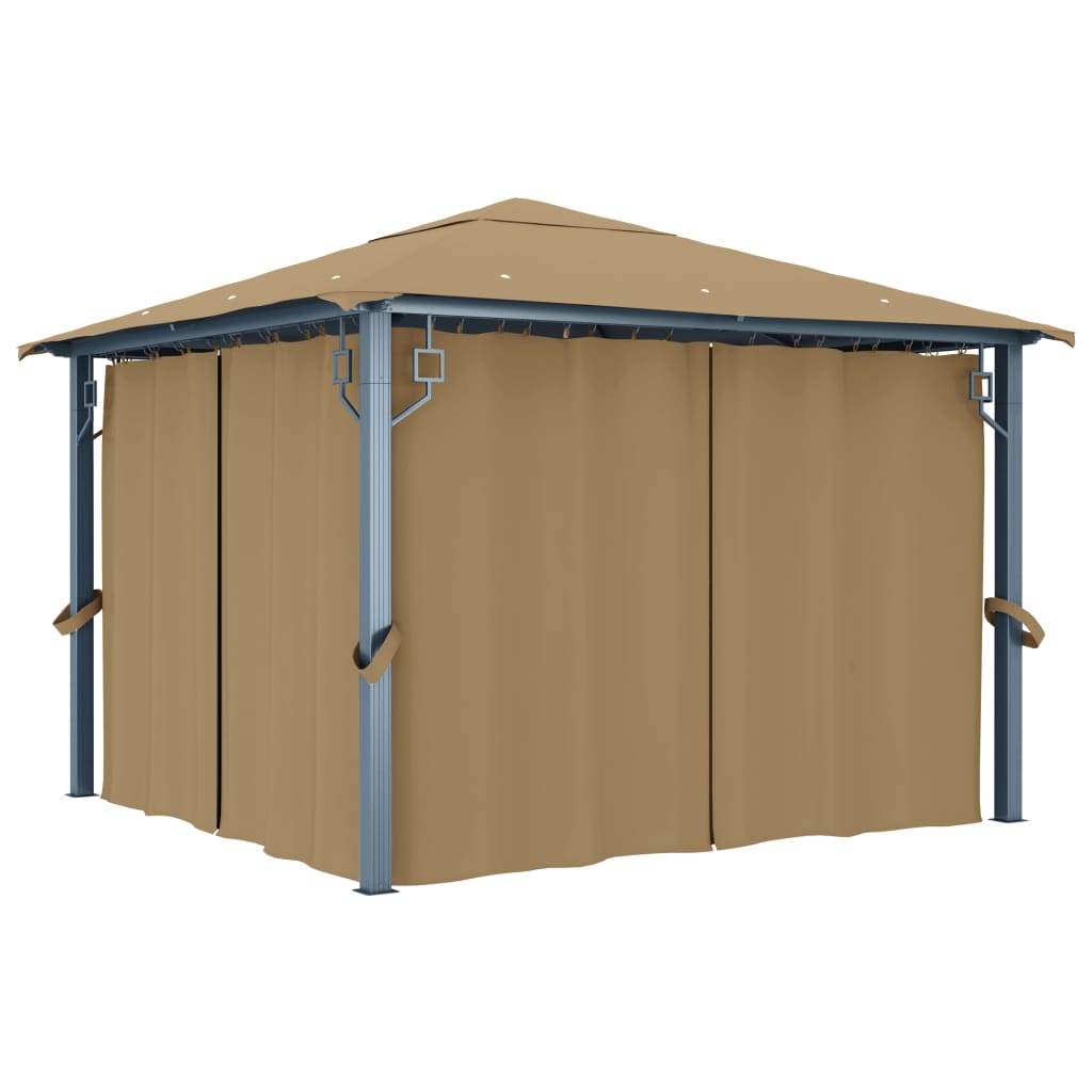 E-shop Multidom Altánok so závesom 300x300 cm, sivohnedý, hliník