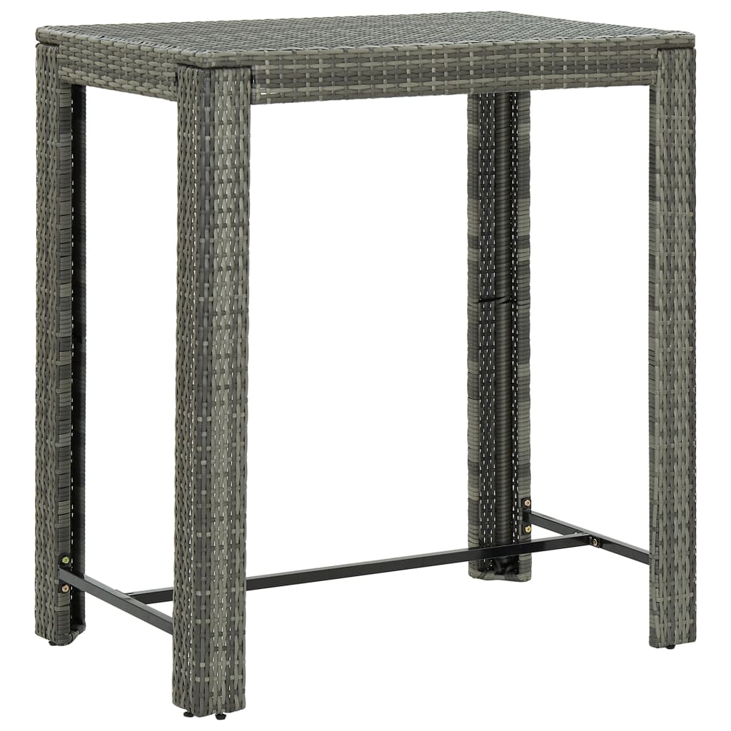 E-shop Multidom Záhradný barový stolík sivý 100x60,5x110,5 cm polyratanový