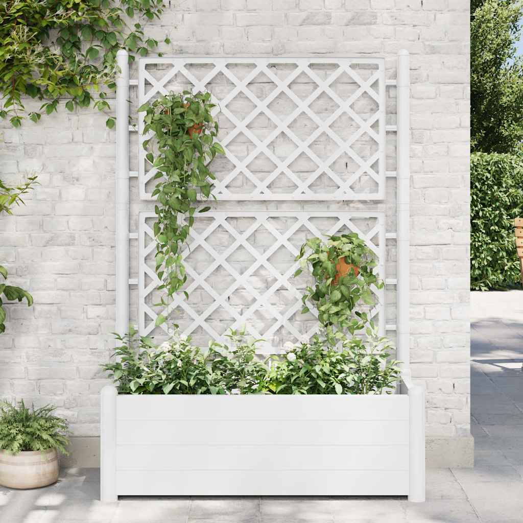 E-shop Multidom Záhradný kvetináč s mriežkou 100x43x142 cm PP biely