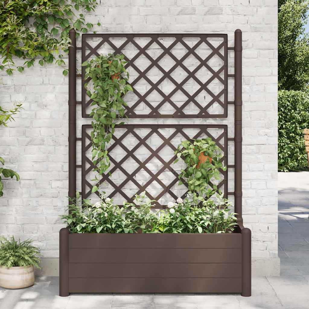 E-shop Multidom Záhradný kvetináč s mriežkou 100x43x142 cm PP kávová