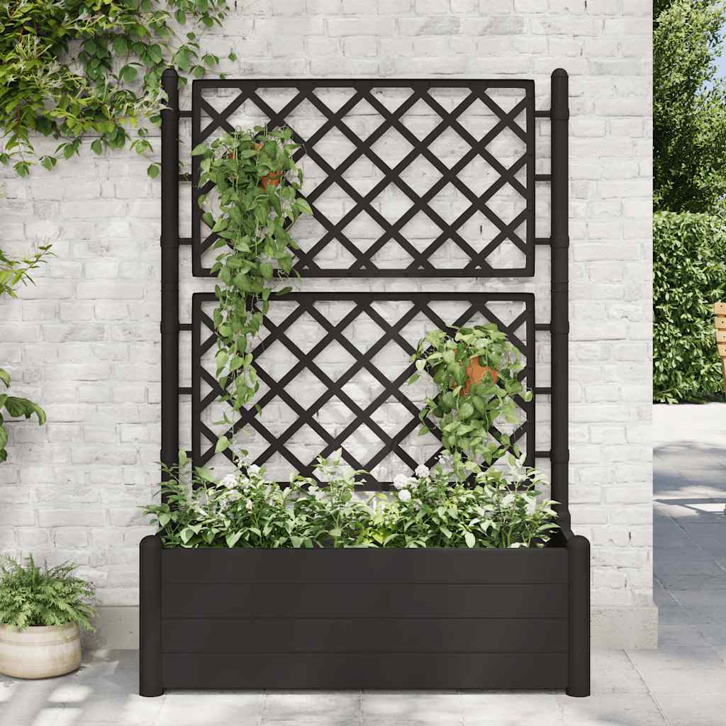 E-shop Multidom Záhradný kvetináč s mriežkou 100x43x142 cm PP antracitový